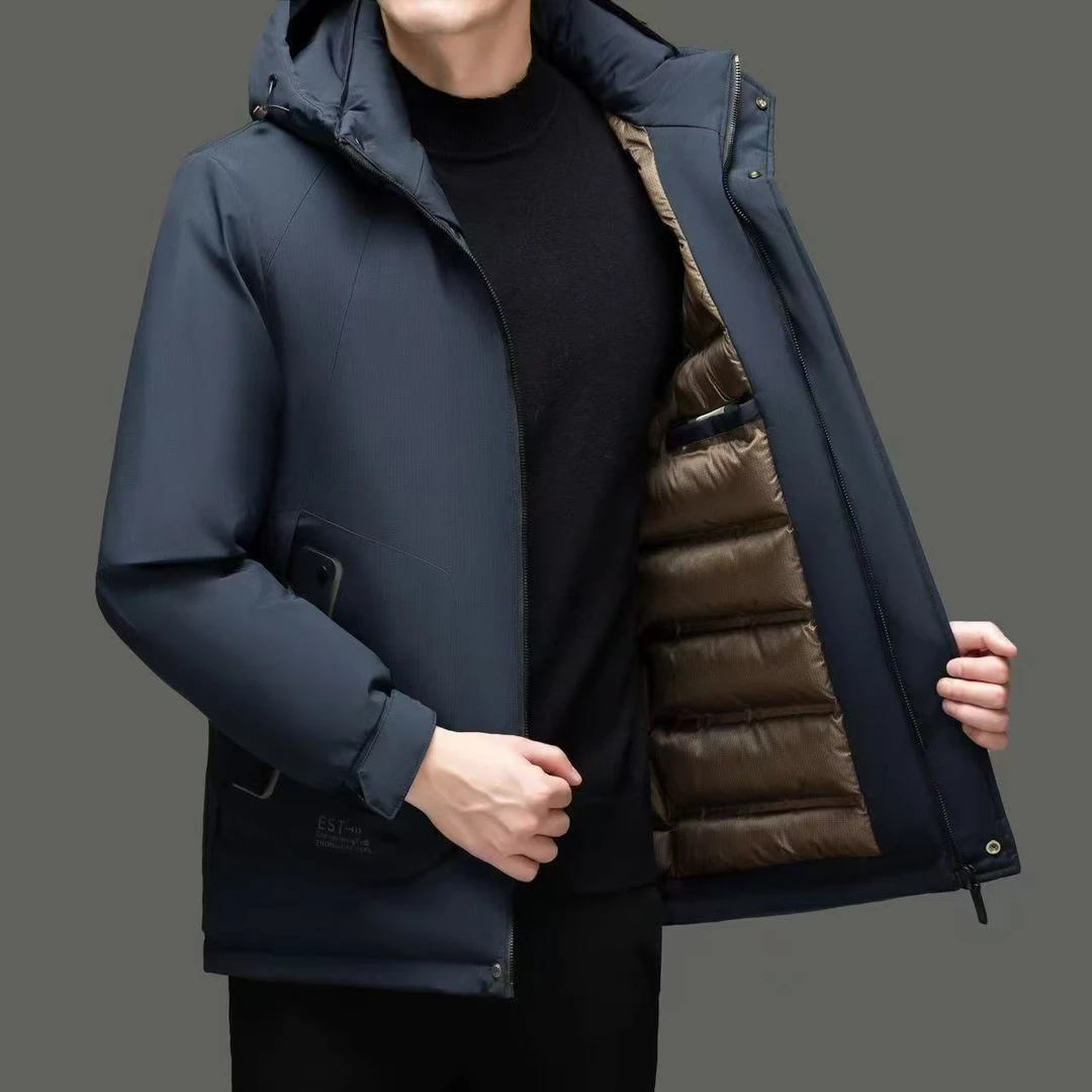 中年男士新款棉袄加厚保暖商务休闲连帽男款中老年外套爸爸冬棉服