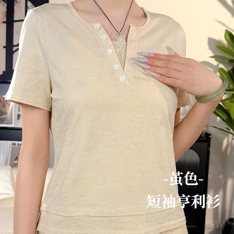 【反季粉丝福利月】柞蚕丝亨利衫女款休闲舒适透气轻薄