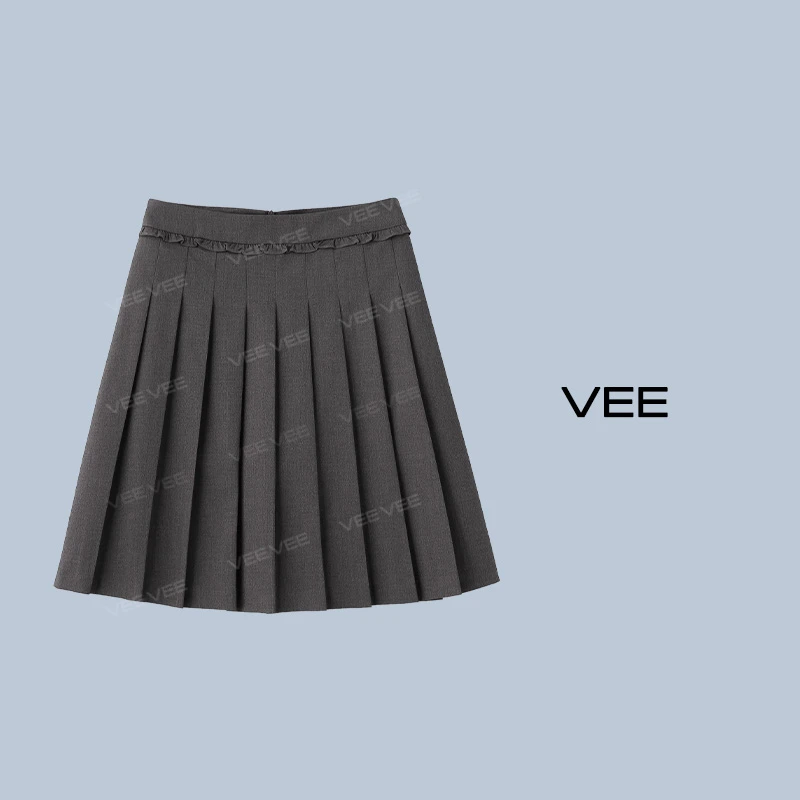 VEE【加分搭配】新款法式简约百搭百褶日系学院风韩系减龄显瘦半裙