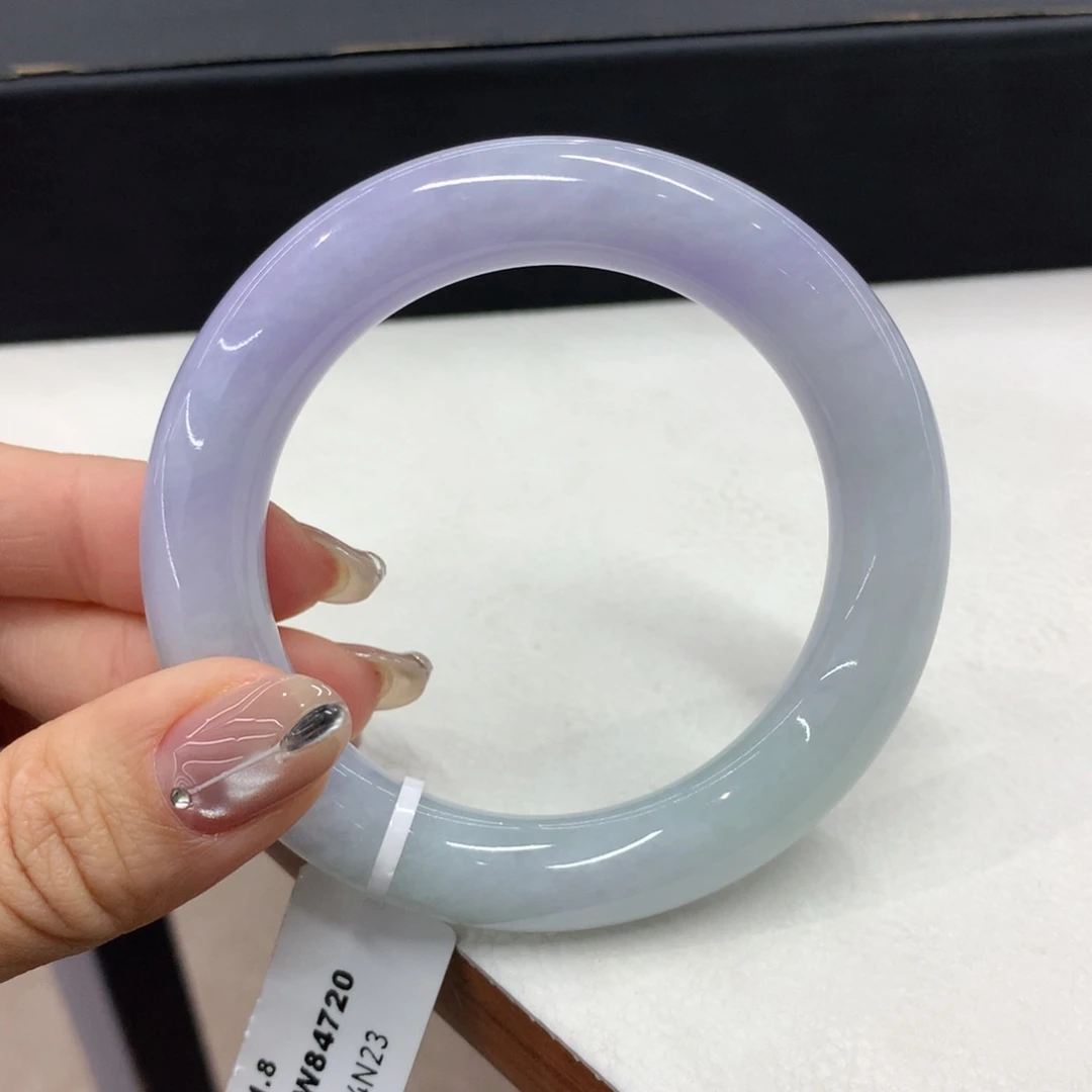 翡翠手镯未镶嵌缅甸翡翠手镯 春彩胖圆