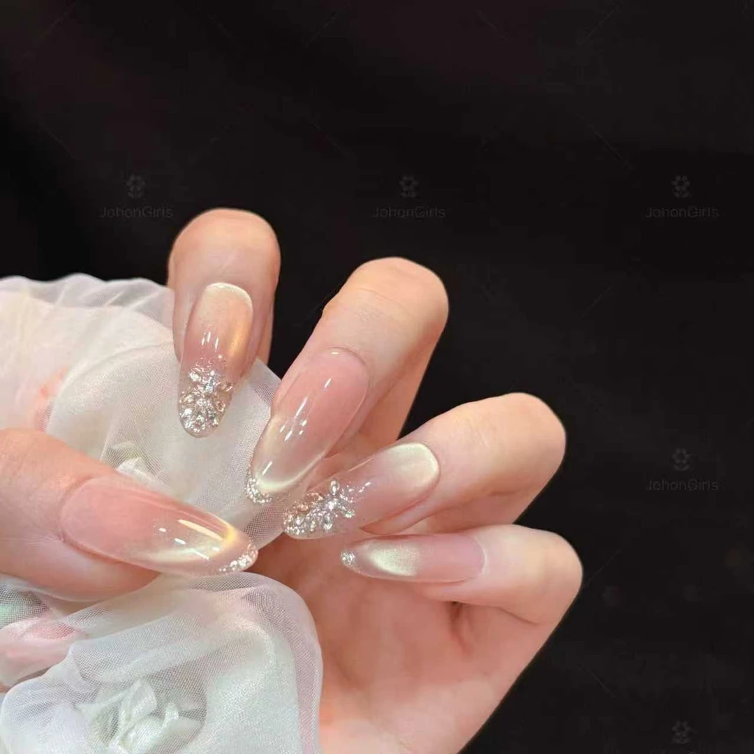 [日落金山]手工新款美甲高奢满钻爆闪穿戴美甲10片