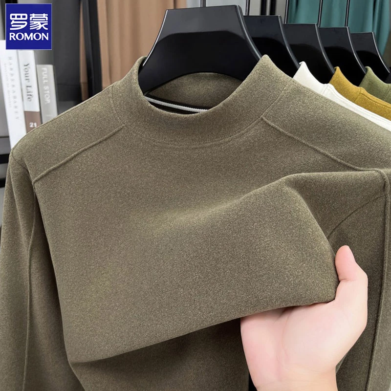 Romon/罗蒙2025年秋季新款热力绒德绒长袖卫衣加绒时尚休闲打底衫