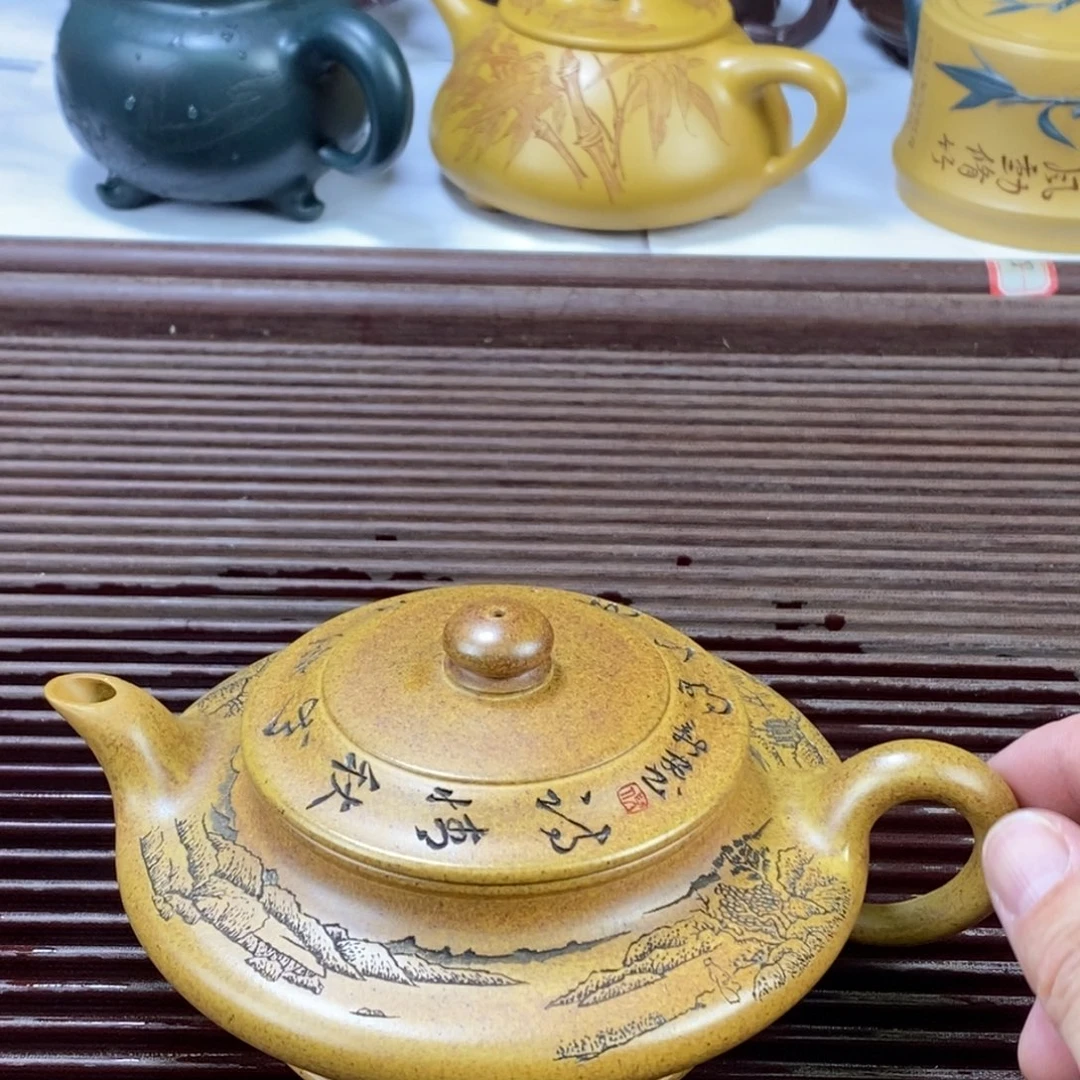 茶壶紫砂白14 虚扁