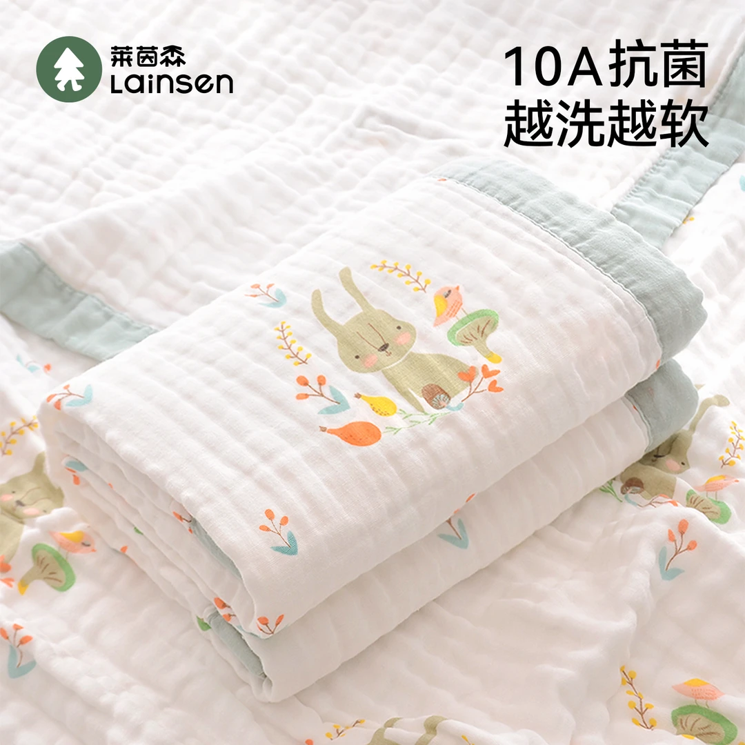 新生婴儿浴巾初生棉纱布宝宝儿童洗澡浴巾六层盖毯包被