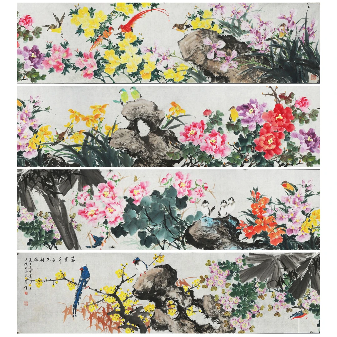 2410 吴健 近现代 花鸟图卷