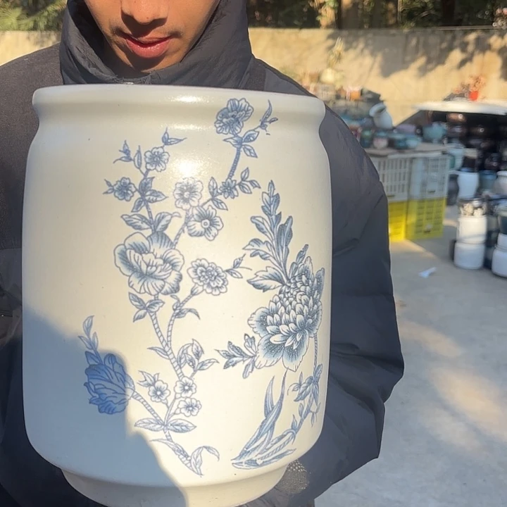 红陶手青花口径20*28