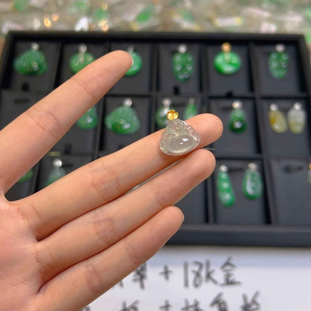 翡翠18K金镶嵌吊坠(不含链)