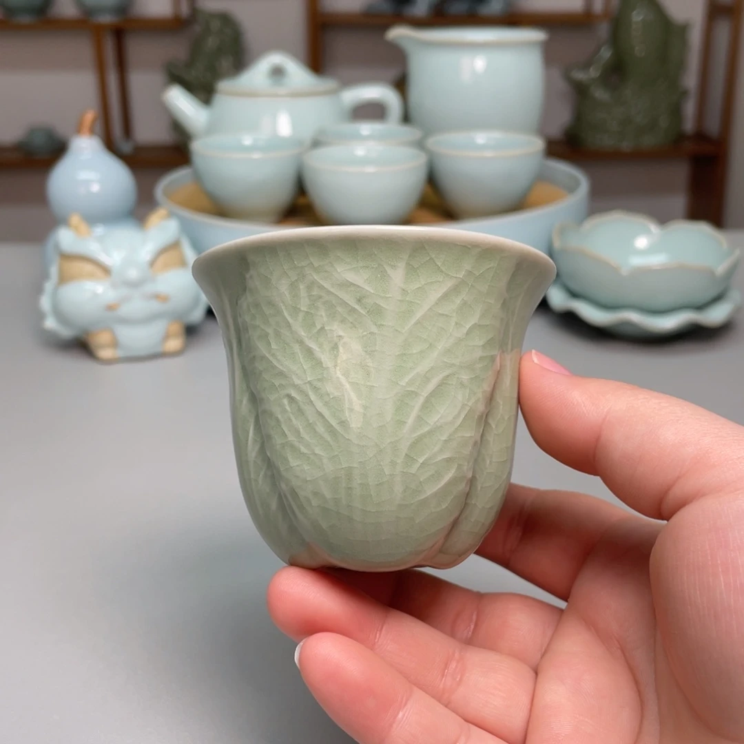 瓷豆绿百财杯赵琳老师带礼盒