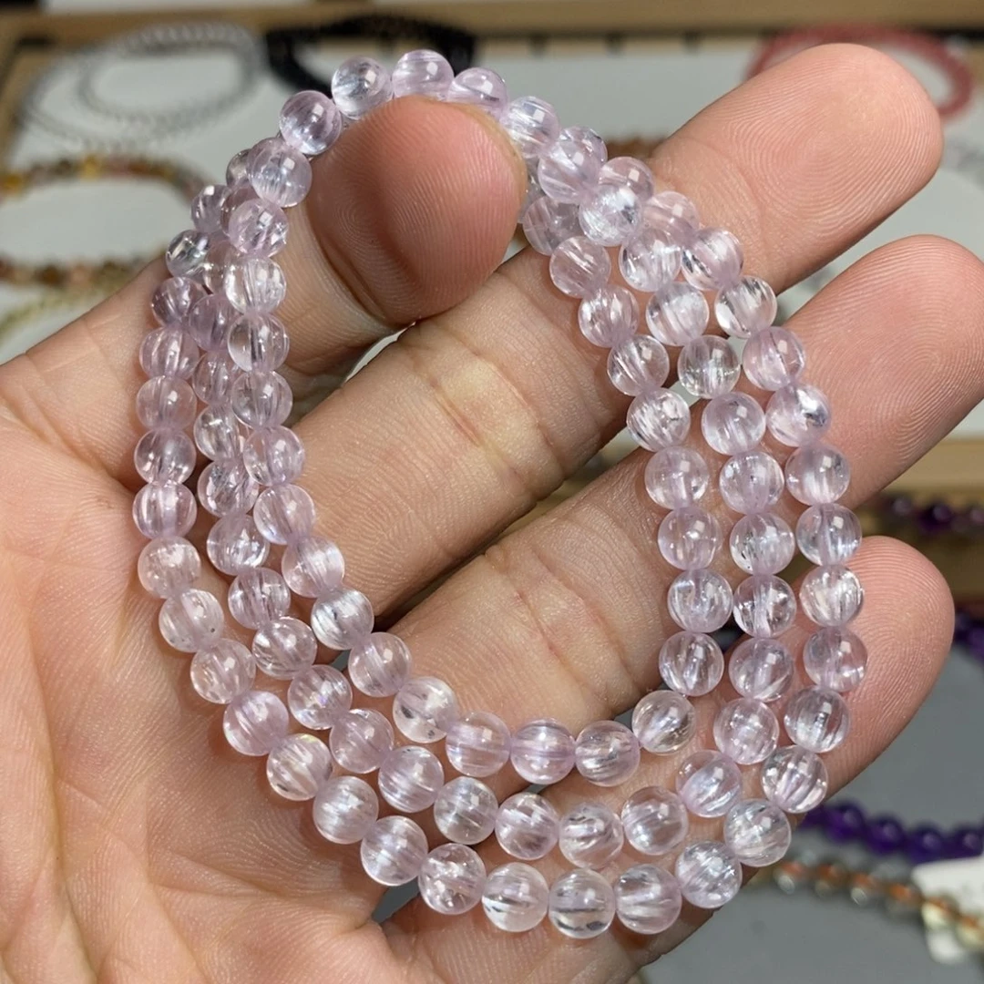 请***蛋水晶手链未镶嵌紫锂辉5.0mm三圈