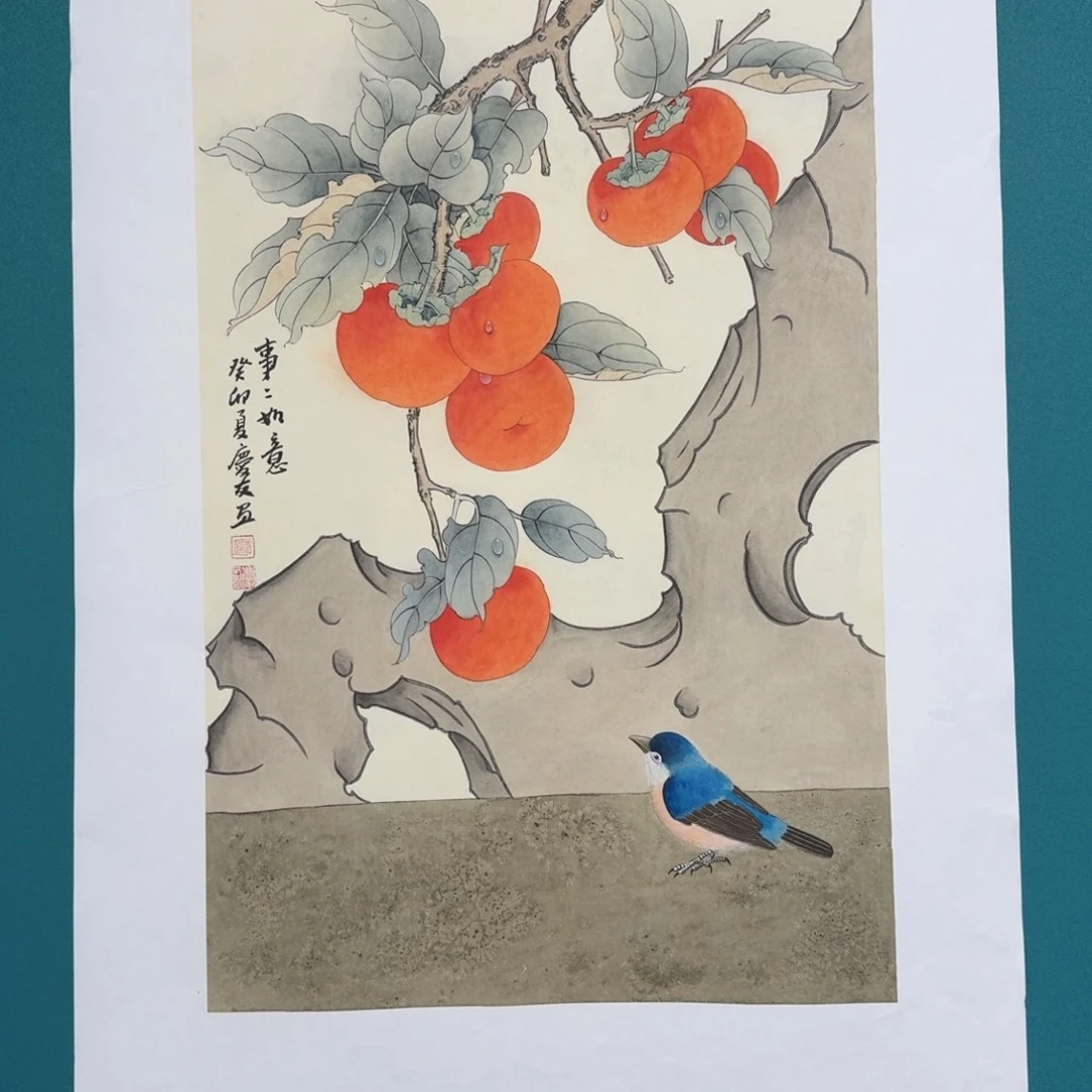 国画李庆友四尺三开花鸟