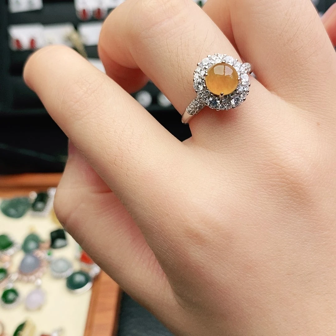 翡翠戒指银S925镶嵌翡翠