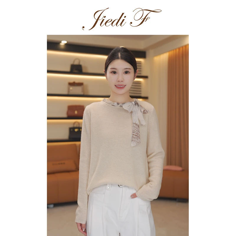 【琥珀鎏光】设计感圆领纯羊毛衫女 轻奢针织衫