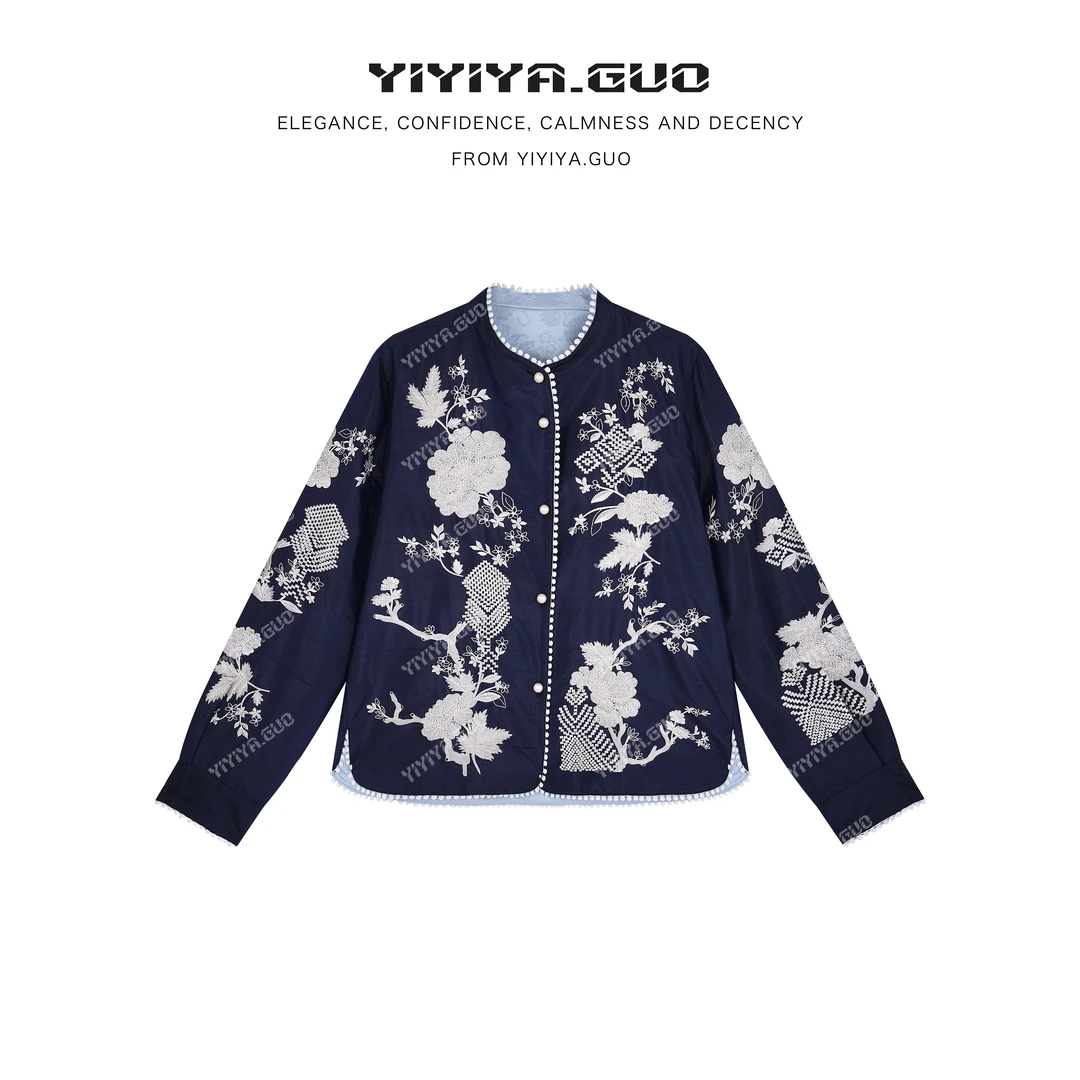 yiyiya.Guo艺艺吖【双宫绸·清雅】刺绣奢雅透气外套2433SS52