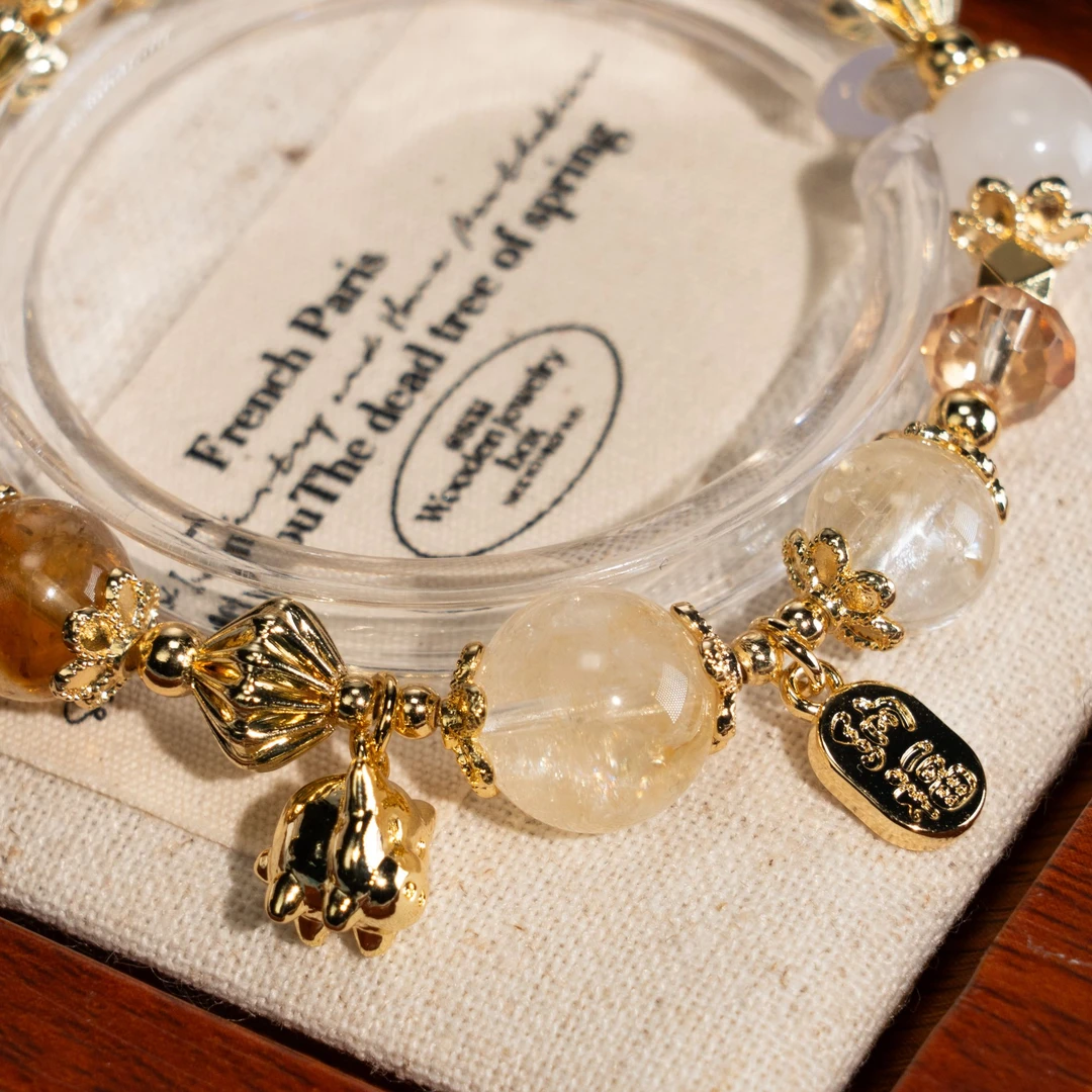 【金猪拱福】新中式小福牌小众轻奢天然黄水晶手链