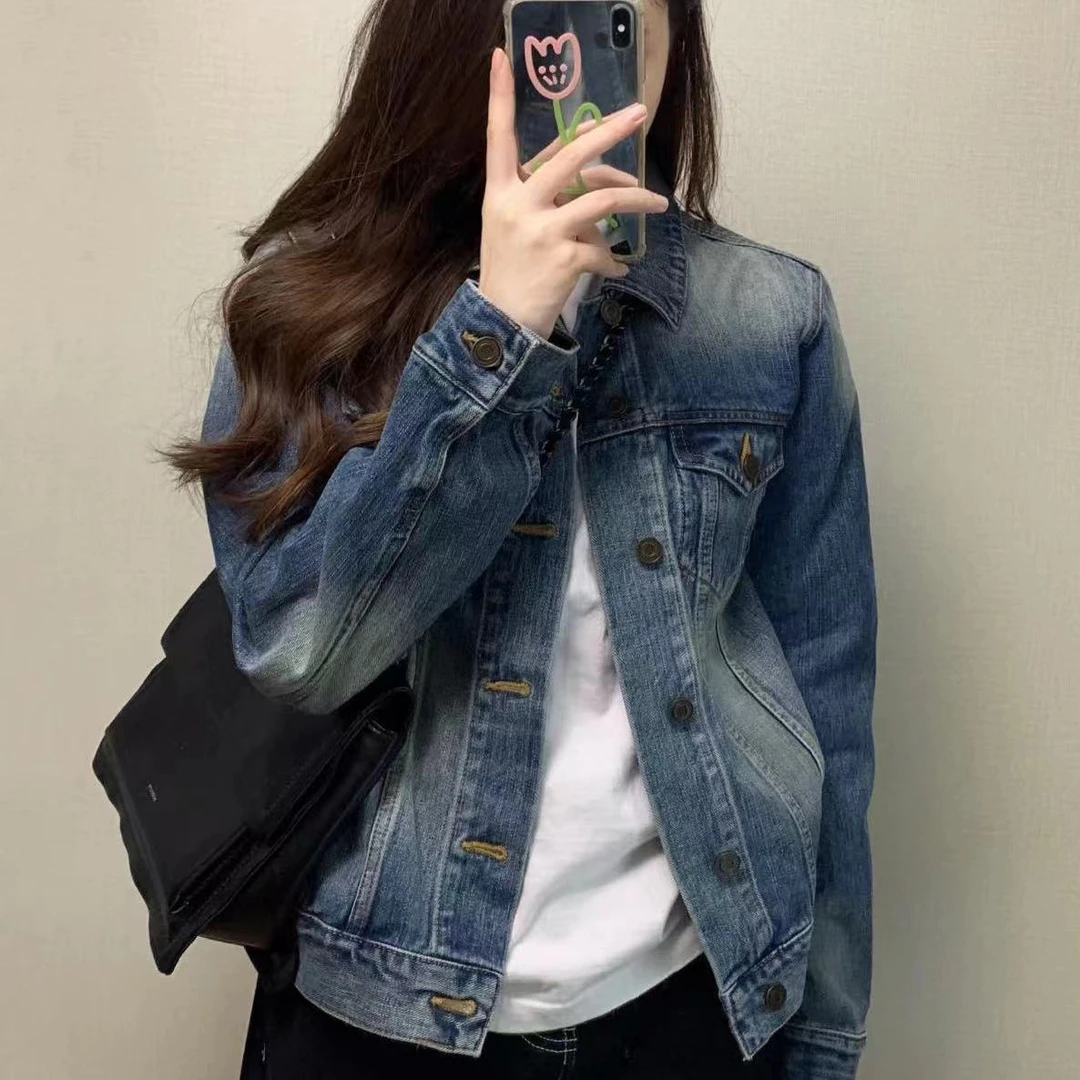 韩版复古水洗牛仔外套女秋季宽松百搭休闲气质做旧夹克显瘦上衣潮