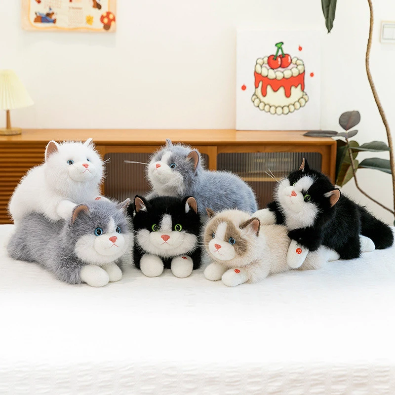 名创优品【清仓】跨境仿真猫咪之友小猫毛绒玩偶猫咪安抚娃娃礼物