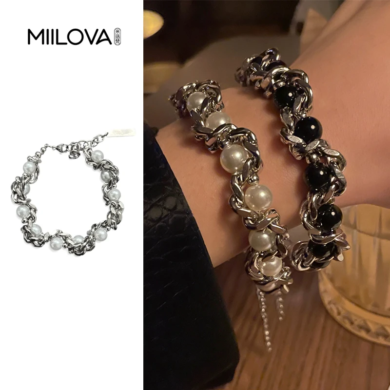 钛钢手链 重工款串珠缠绕钛钢男手链女小众设计感嘻哈冷淡风手串