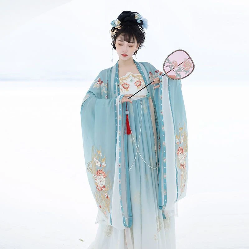 青衣华裳原创【帝妃】唐制一片式诃子裙汉服女刺绣正品春夏款套装