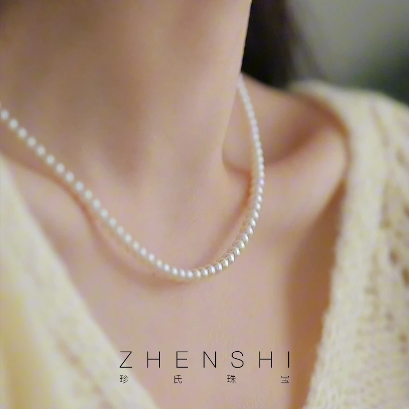 珍氏珠宝 天然淡水baby珠项链女 经典时尚百搭款颈链锁骨链（焕伊）
