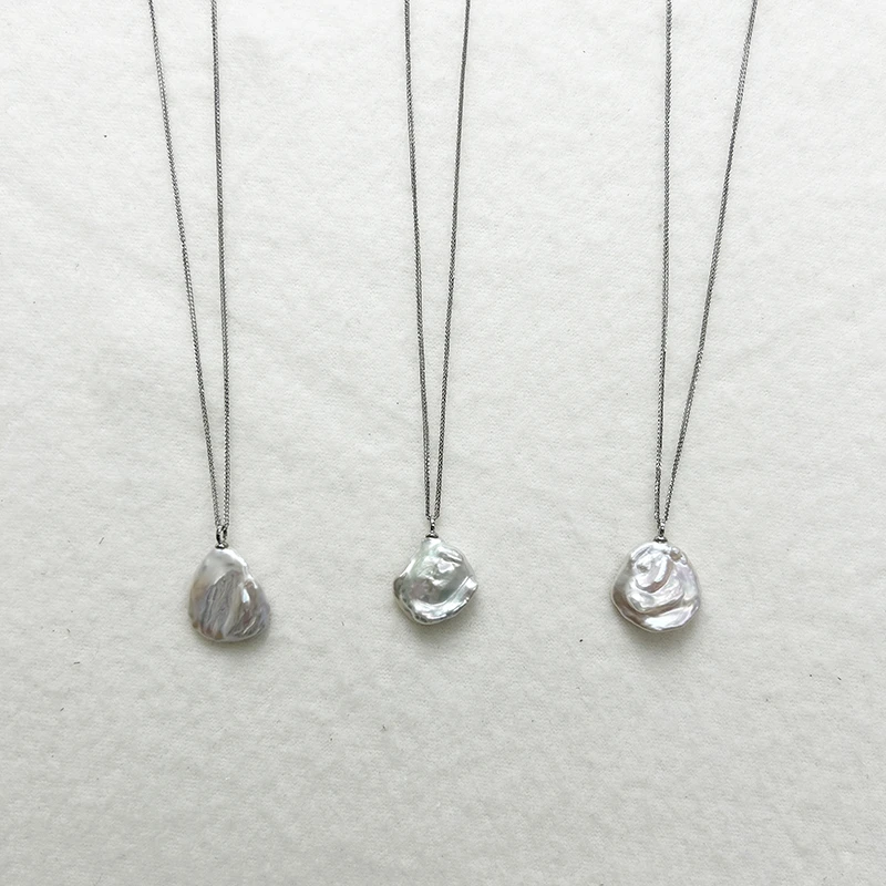 PN33淡水炫彩花瓣巴洛克珍珠S925银吊坠项链12-13mm(多样性发一)