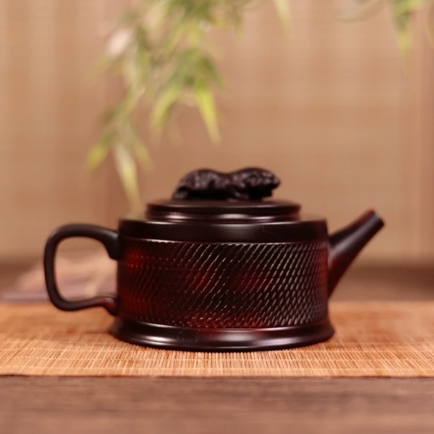 紫陶卧虎跳刀凤鸣壶手工跳刀凤鸣复古家用单壶紫砂高档功夫茶具
