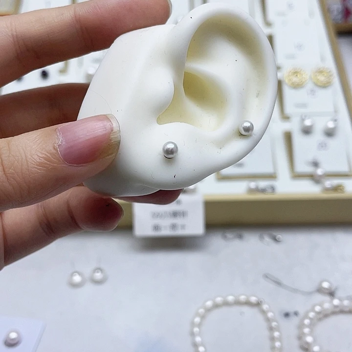 淡水珍珠耳饰银S925镶嵌?****