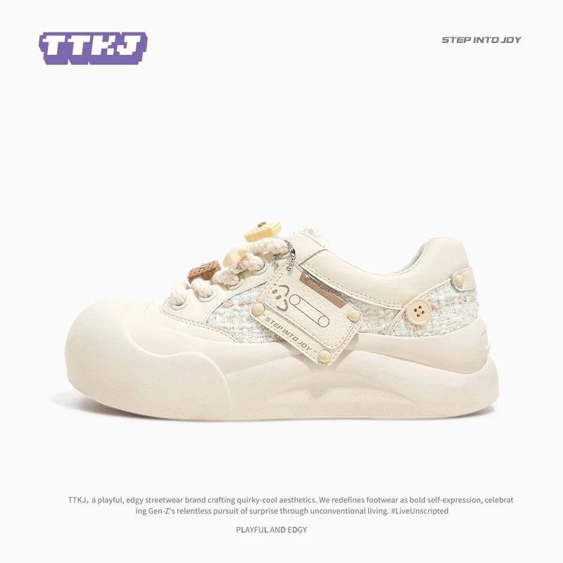 TTKJ春日少女穿搭小白鞋女鞋厚底夏天穿裙子专用鞋子