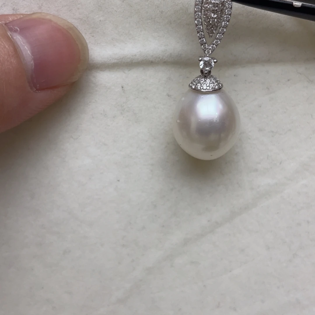 吊坠(不含链)银S925镶嵌海水珍珠