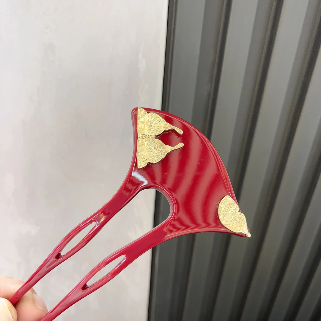 B111高品质红色蝴蝶簪子
