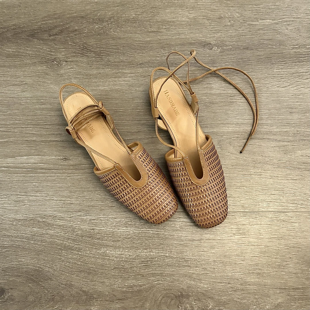 Dannyfrey夏季编织仙女风包头时装凉鞋时尚百搭舒适透气草编凉鞋