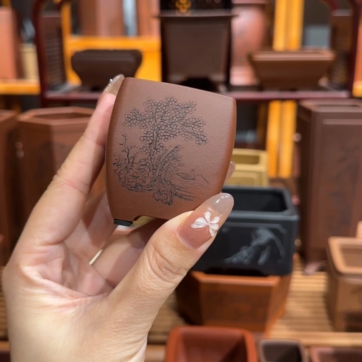 紫砂花盆口径4高度6