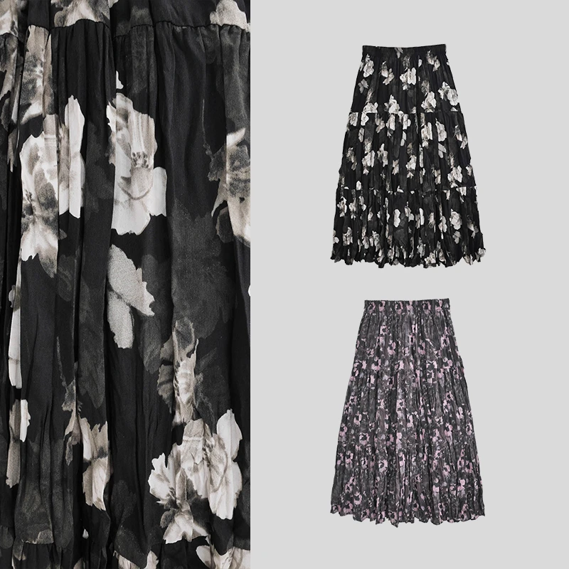 【朵儿studio】秋季法式茶歇压褶a字伞裙半身裙 D857