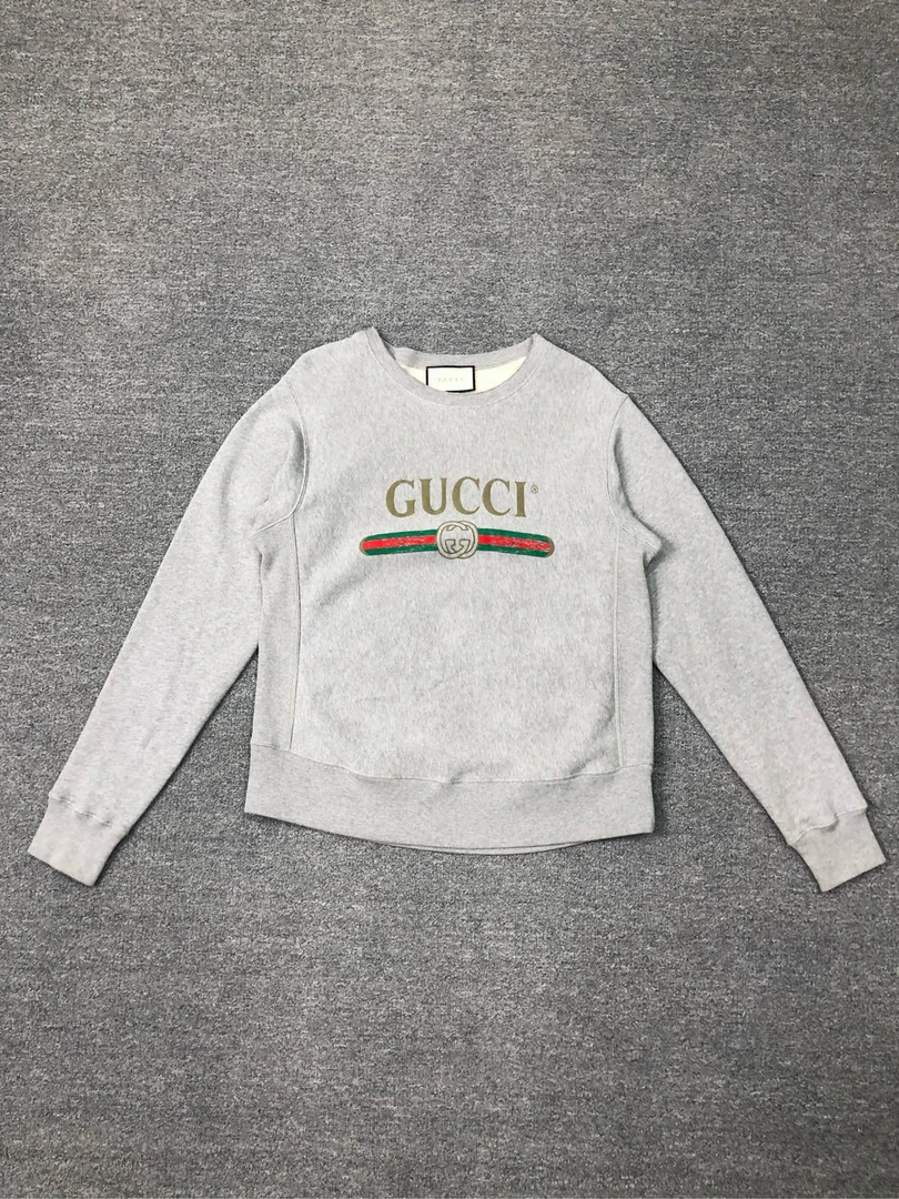 99新 GUCCI/古驰 经典印花圆领卫衣/灰色/M码