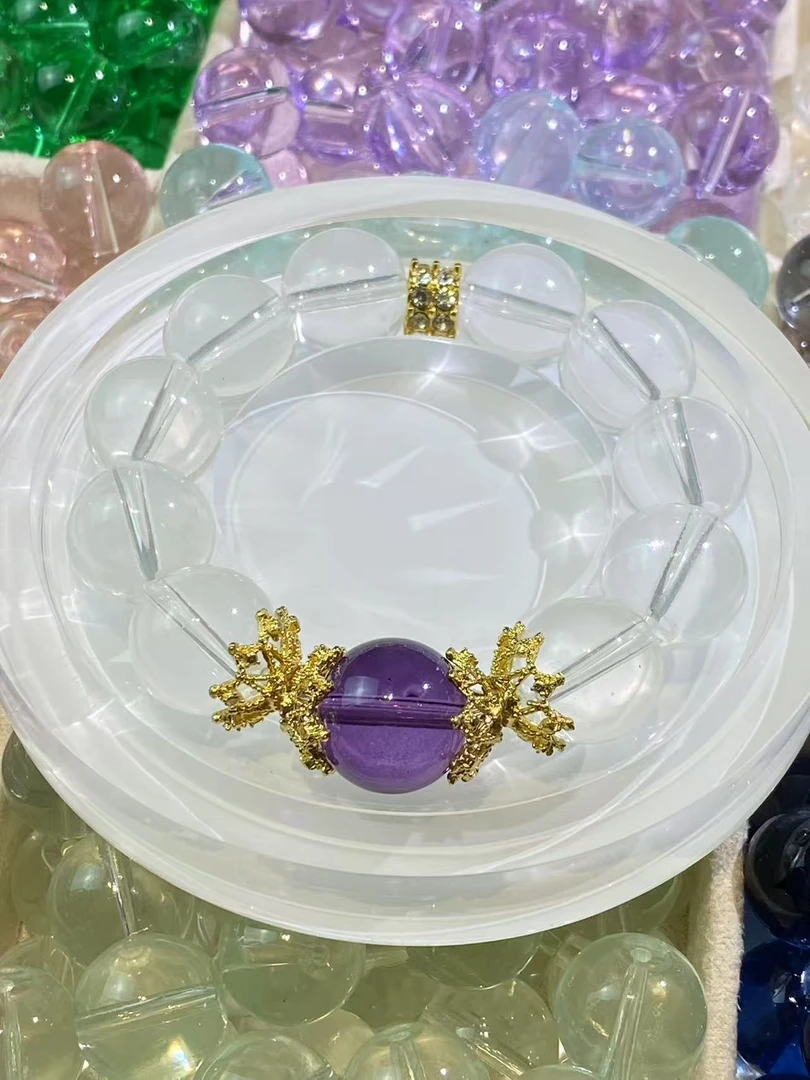 合金琉璃手链 卡16mm仿水晶高定款手串直播过款链接。两条包邮飞