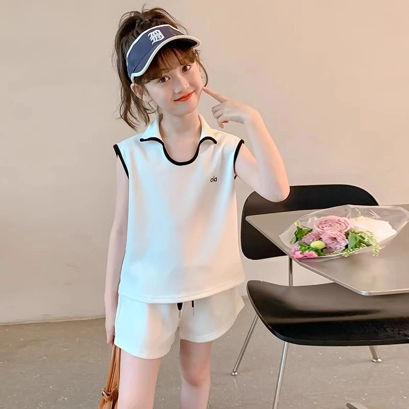 女童夏装套装2025新款儿童洋气无袖背心短裤小女孩夏季运动两件套