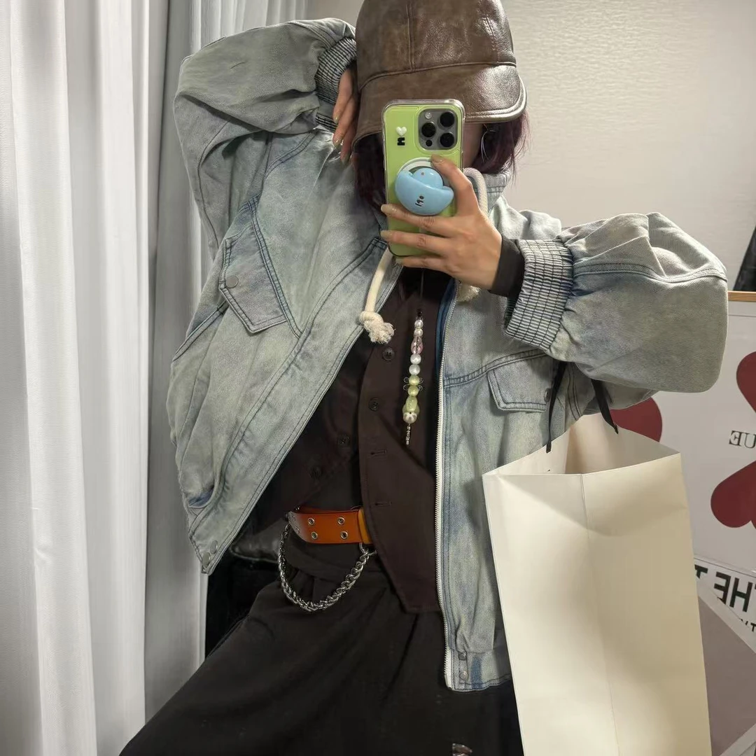 夹克拼接潮流设计师牛仔外套