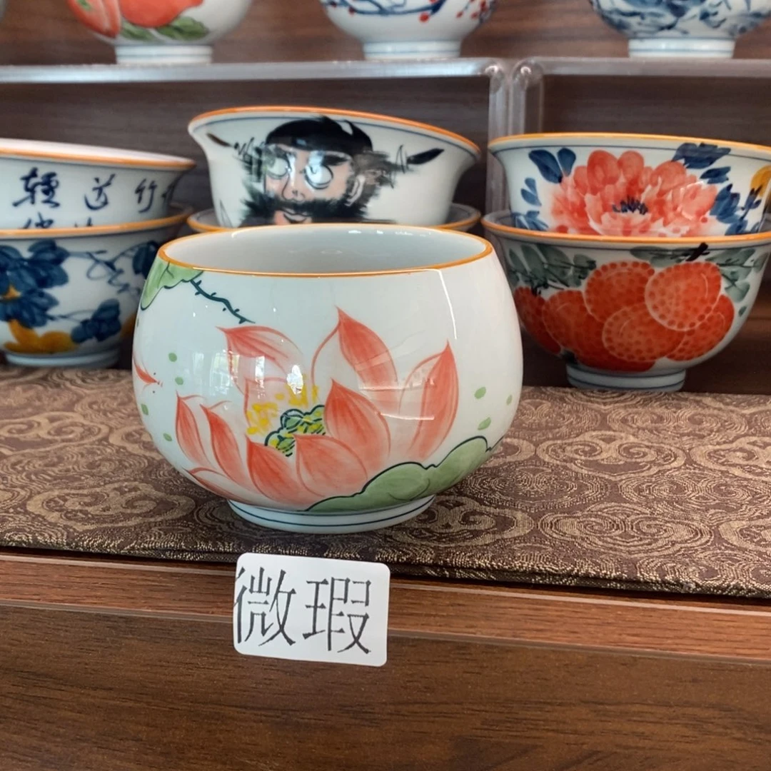 釉下手绘茶具微瑕手工绘制