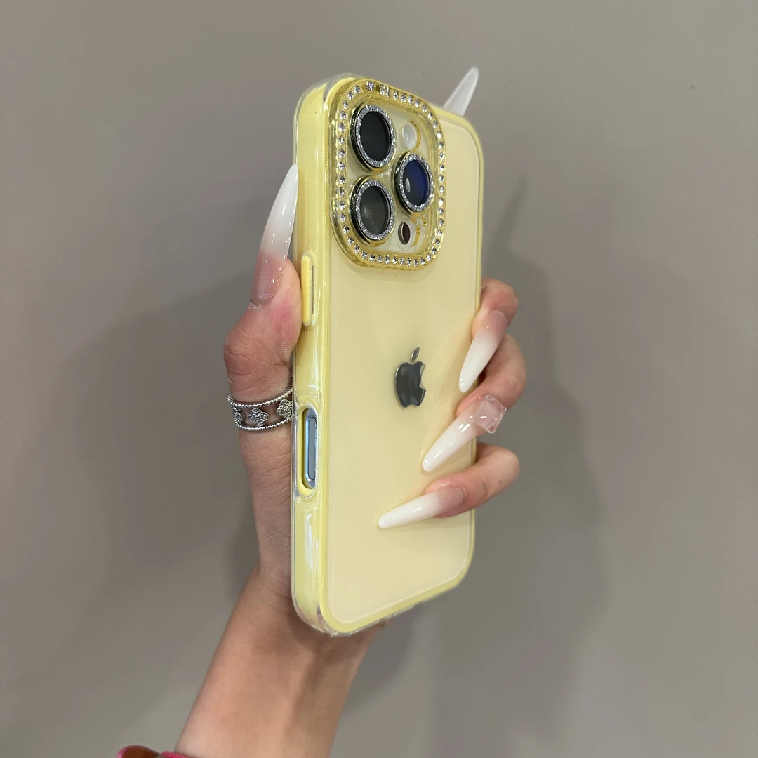 高颜值闪粉镜头果冻纯色适用苹果16手机壳iPhone15promax高级14女