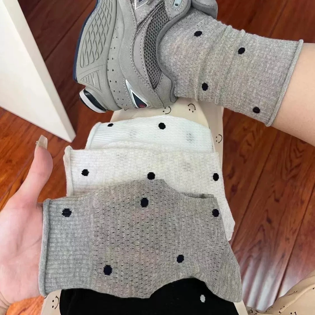 棉质独立包装艾草香薰精装防臭袜圆点波点袜W8203