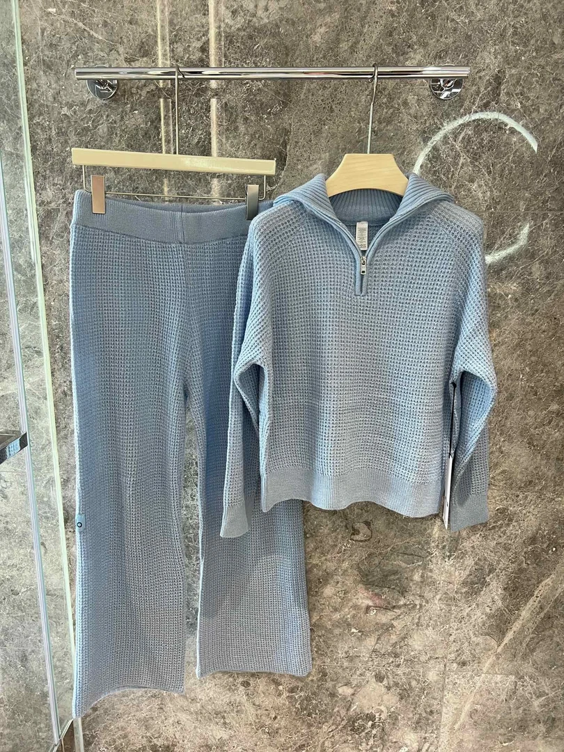 Al0 yoga 套头松弛感翻领针织华夫格套装fs241221-1/fs241221-2