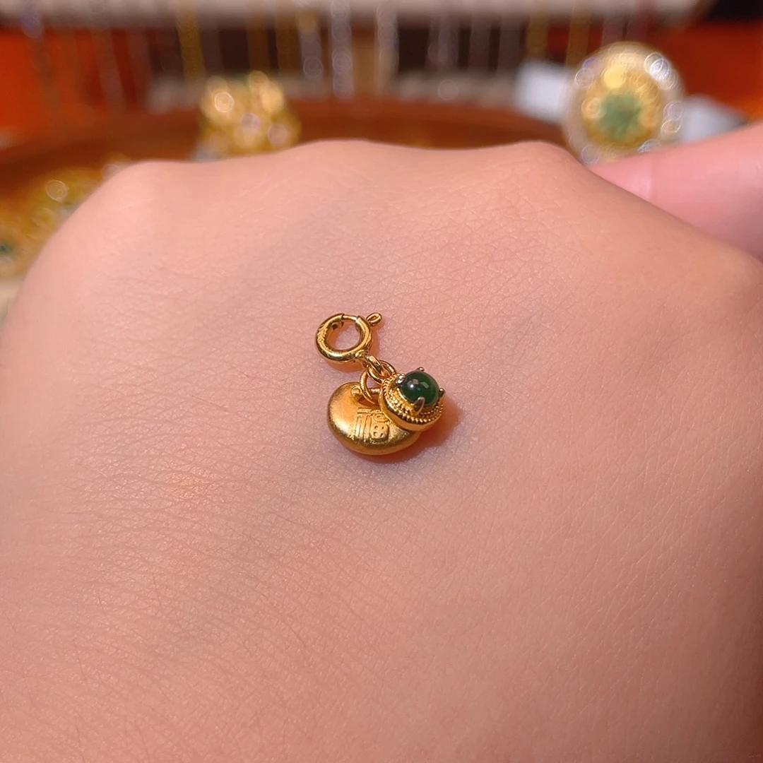 吊坠(不含链)银S925镶嵌翡翠