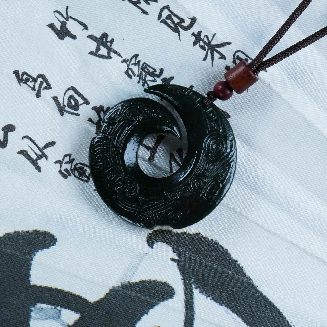 Y-648 天然和田玉青玉时来运转牌