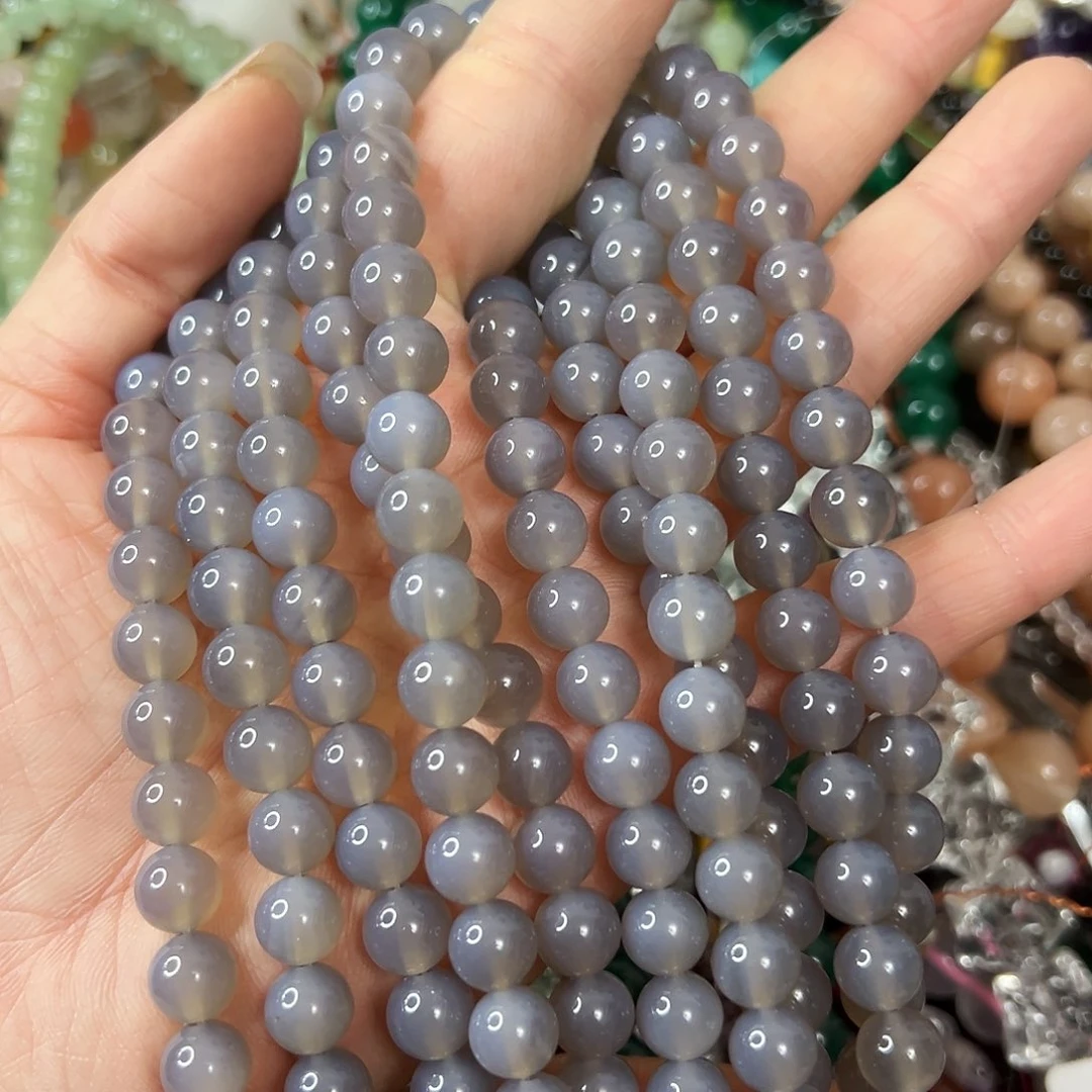 玛瑙/玉髓未镶嵌珠宝半成品，卡8灰玛瑙一条