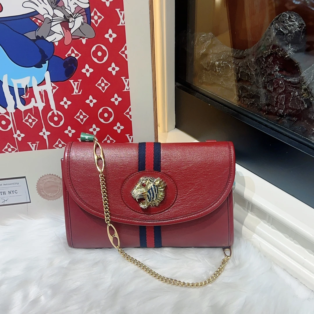 95新 GUCCI/古驰 Gucci古驰虎头链条单肩包cj4007