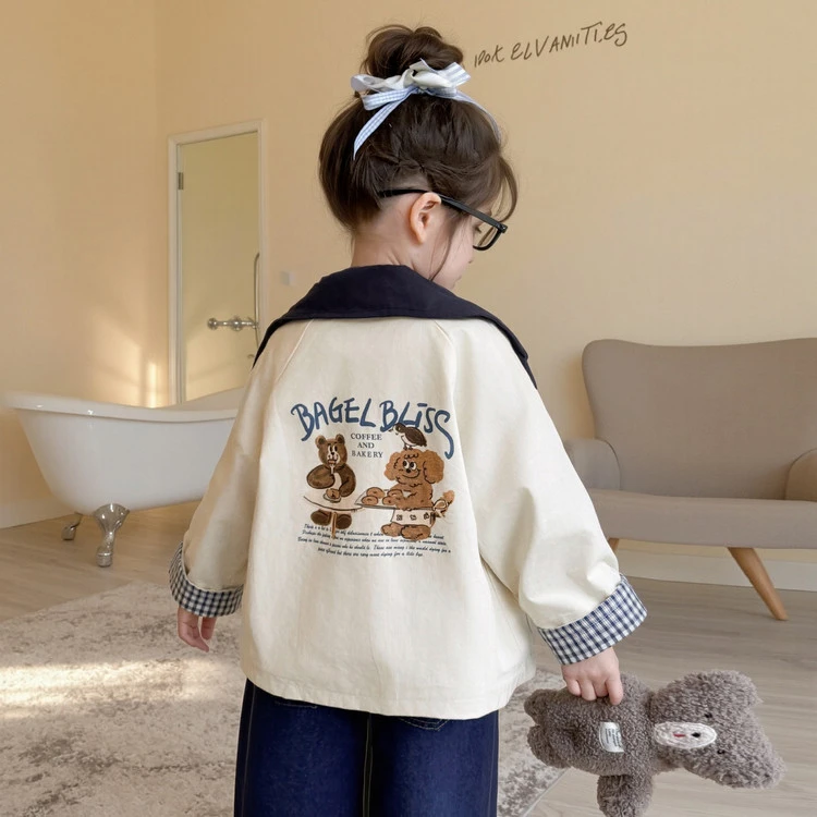 早秋新款男女童两面穿夹克外套2025春秋季韩版百搭女宝宝儿童外套