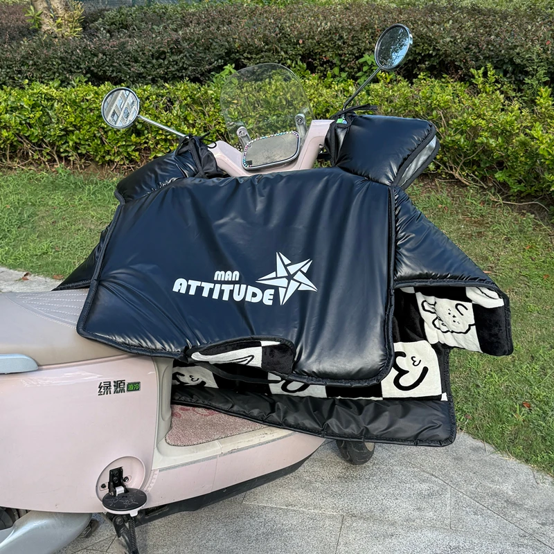 2025新款电动车挡风被冬季加棉加绒保暖防水遮风护腿防风罩通用款