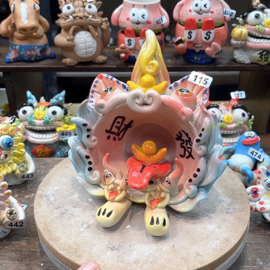 摆件直播间纯手工抽象陶瓷摆件115