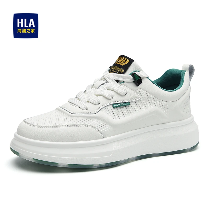 HLA/海澜之家男鞋新款时尚潮流厚底拼接孔面网面休闲鞋增高运动鞋