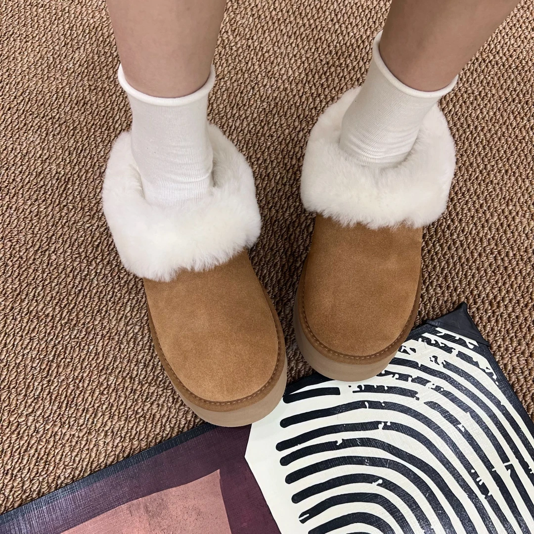 【塔茨勒】厚底4CM羊皮毛一体雪地靴防滑冬季加厚加绒保暖