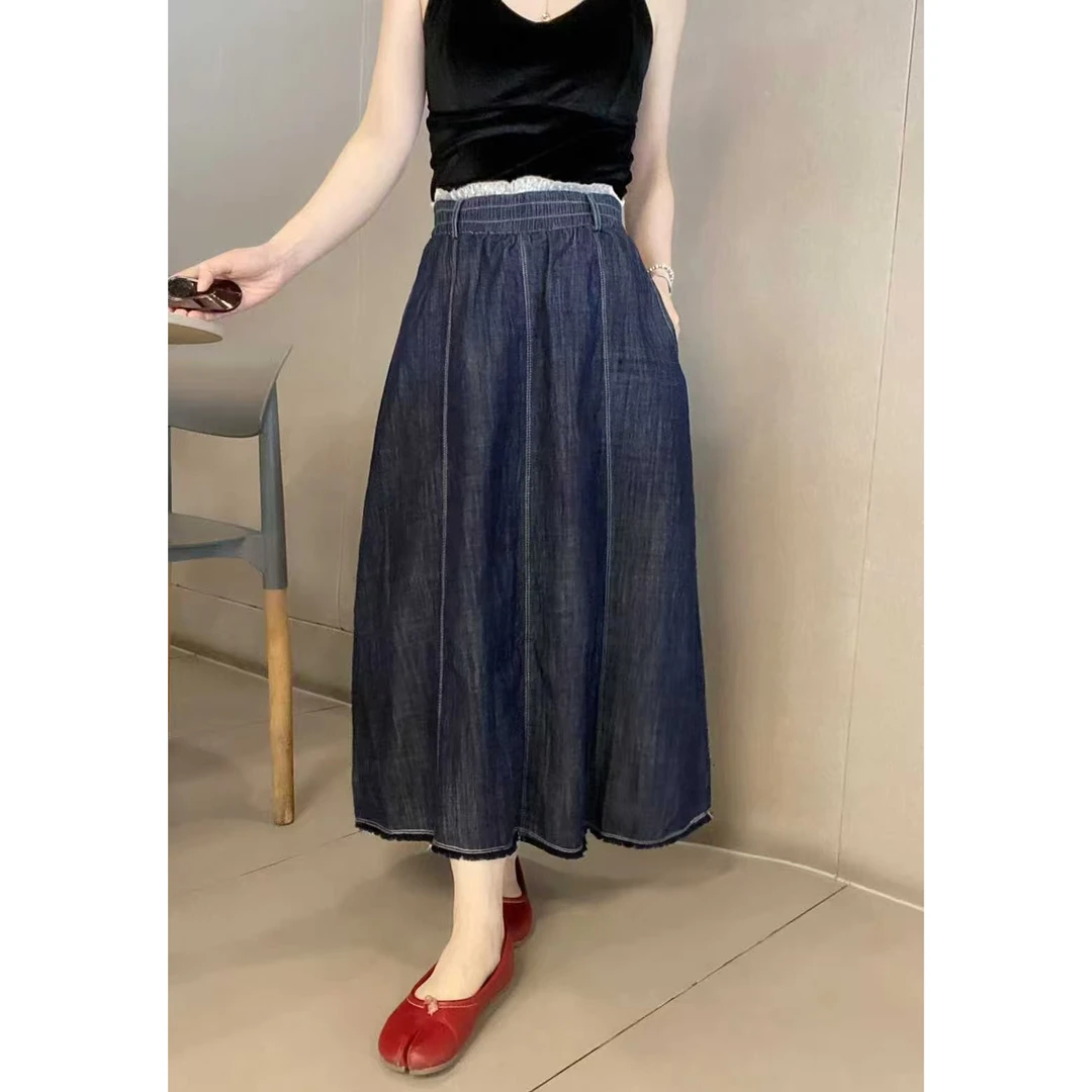 休闲高腰松紧腰半裙ZBQ33416裙长89（卡码往小拍）